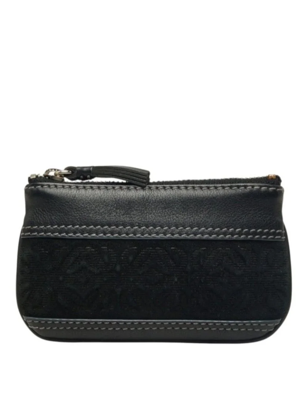 Loewe Anagram Coin Purse Black Leather Suede